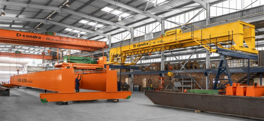 Cranes under manufacture at Condra’s Raceway Industrial Park factory, outside Johannesburg.